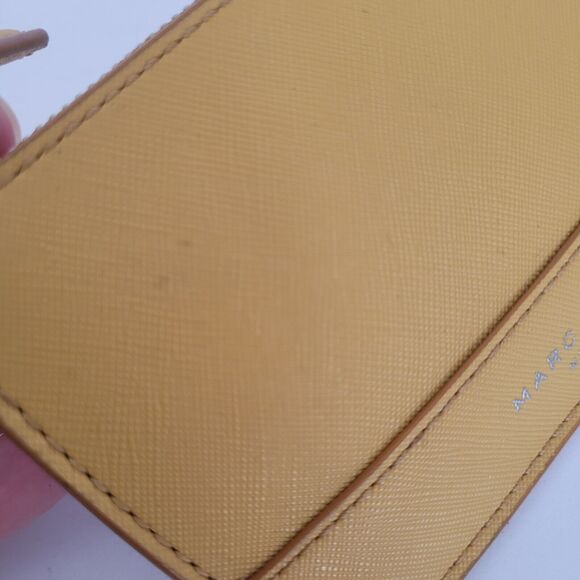 Marc Jacobs Card Key Coin Purse Small Wallet Mustard Yellow Vegan Zip Around - Picture 8 of 9